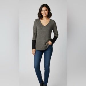 Gray Long Sleeve Sweater with Black Accents